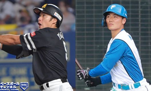 ソフトバンク・柳田悠岐(左)と日本ハム・清宮幸太郎