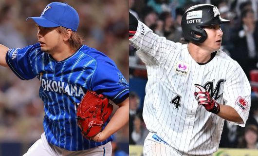 DeNA・三嶋一輝(左)とロッテ・藤岡裕大