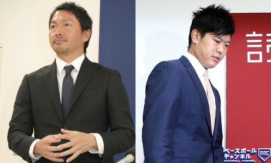 長野久義（左）と内海哲也