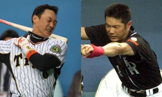 阪神時代の金本知憲（左）とダイエー時代の小久保裕紀