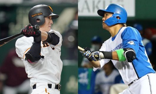 巨人・赤林晃弘(左)と日本ハム・郡拓也