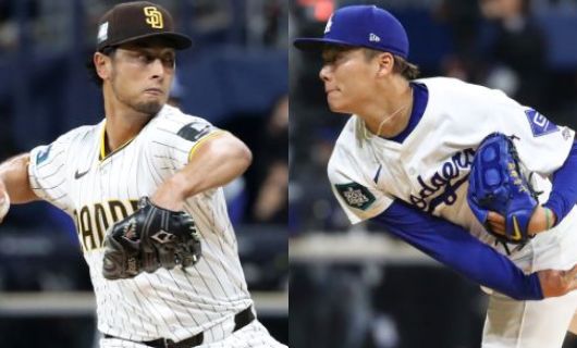 パドレス・ダルビッシュ有（左）とドジャース・山本由伸