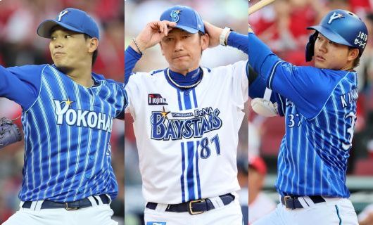 (左から)DeNA・坂本裕哉、三浦大輔監督、楠本泰史