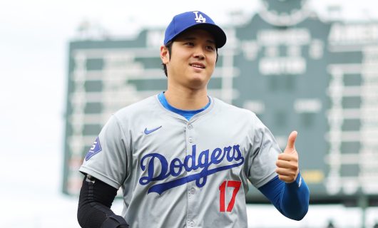 シカゴ・カブス戦に臨むロサンゼルス・ドジャースの大谷翔平選手