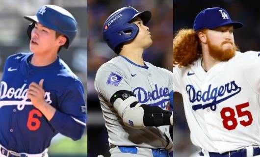 (左から)キムへソン、大谷翔平、メイ