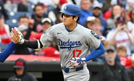 クリーブランド・ガーディアンズ戦に「1番・指名打者（DH）」でスタメン出場し、第20号2ランホームランを放つロサンゼルス・ドジャースの大谷翔平選手