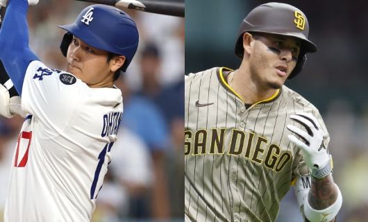 （左から）ドジャース・大谷翔平、パドレス・マニーマチャド