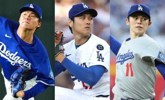 (左から)山本由伸、大谷翔平、佐々木朗希